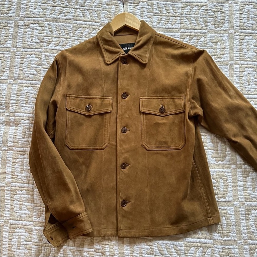 *NWOT* 100% Genuine Leather Buck Mason Mojave Suede Field Shirt, Ale - Picture 3 of 9